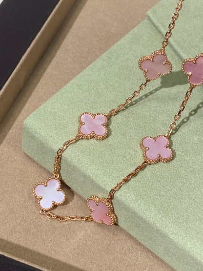 [Windsor Jewelry]CLOVER 10 MOTIFS PINK NECKLACE