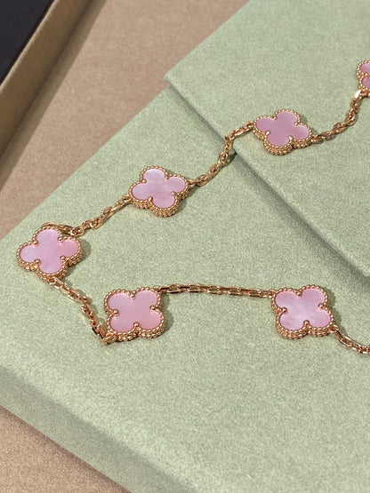 [Windsor Jewelry]CLOVER 10 MOTIFS PINK NECKLACE