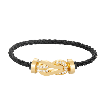 [Windsor Jewelry]CHANCE LARGE 8 FIGURE BUCKLE HALF DIAMOND BRACELET GOLD