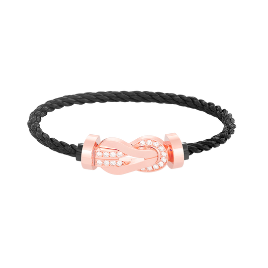 [Windsor Jewelry]CHANCE LARGE 8 FIGURE BUCKLE HALF DIAMOND BRACELET ROSE GOLD