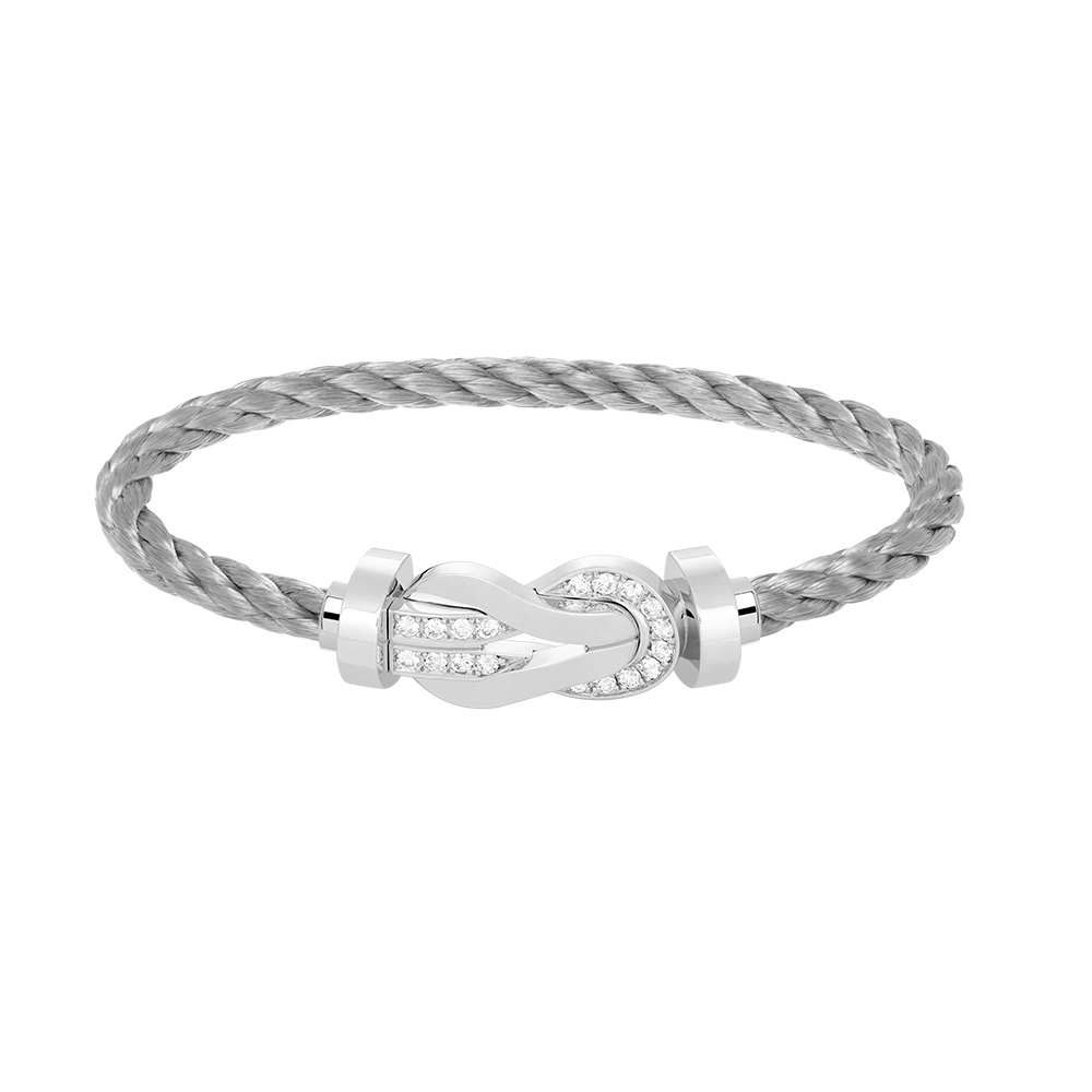 [Windsor Jewelry]CHANCE LARGE 8 FIGURE BUCKLE HALF DIAMOND BRACELET SILVER