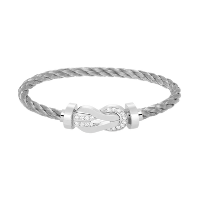 [Windsor Jewelry]CHANCE LARGE 8 FIGURE BUCKLE HALF DIAMOND BRACELET SILVER