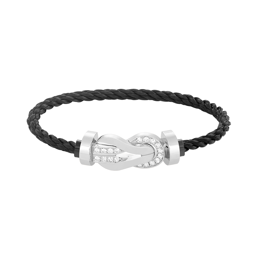 [Windsor Jewelry]CHANCE LARGE 8 FIGURE BUCKLE HALF DIAMOND BRACELET SILVER