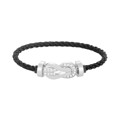[Windsor Jewelry]CHANCE LARGE 8 FIGURE BUCKLE HALF DIAMOND BRACELET SILVER