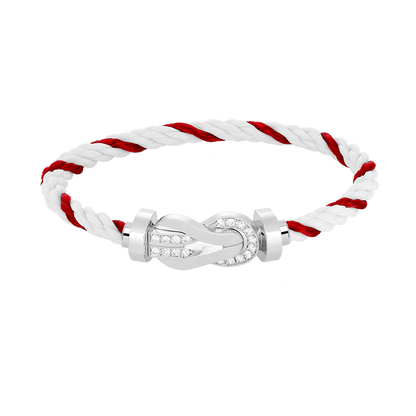 [Windsor Jewelry]CHANCE LARGE 8 FIGURE BUCKLE HALF DIAMOND BRACELET SILVER