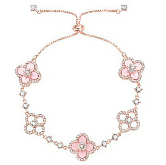 [Windsor Jewelry]CLOVER 5 MOTIF PINK BLUE RED WHITE BRACELET