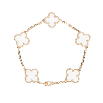 [Windsor Jewelry]CLOVER 5 MOTIF ROCK CRYSTAL PINK GOLD BRACELET