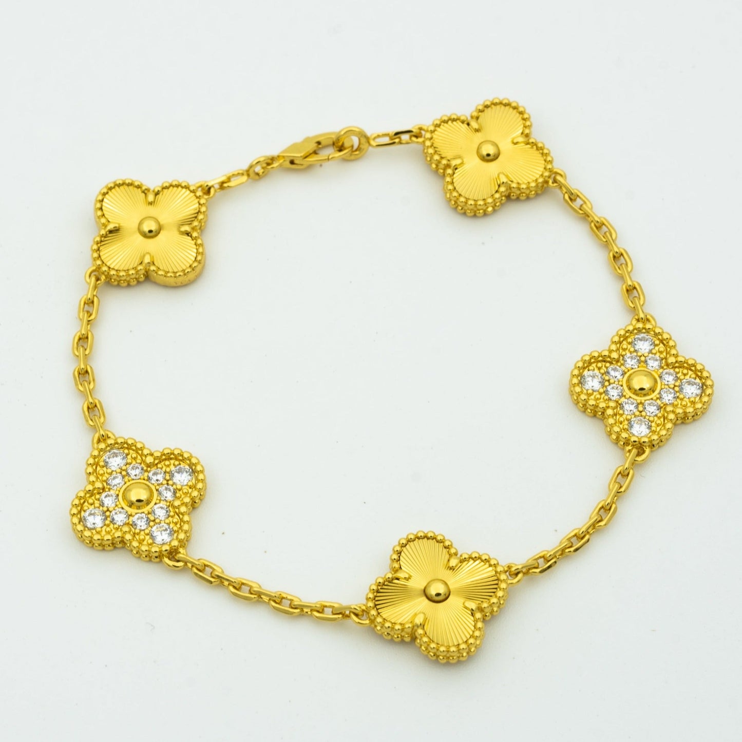 [Windsor Jewelry]CLOVER BRACELET 5 MOTIFS GOLD DIAMOND