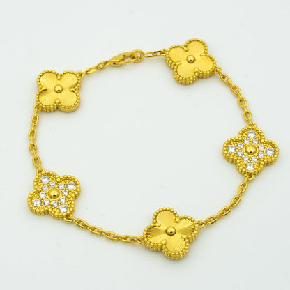[Windsor Jewelry]CLOVER BRACELET 5 MOTIFS GOLD DIAMOND