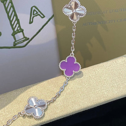 [Windsor Jewelry]CLOVER  5 MOTIFS  PURPLE VIOLET BRACELET SILVER