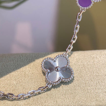 [Windsor Jewelry]CLOVER  5 MOTIFS  PURPLE VIOLET BRACELET SILVER