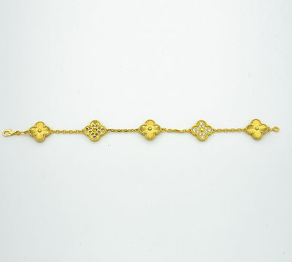 [Windsor Jewelry]CLOVER BRACELET 5 MOTIFS GOLD DIAMOND