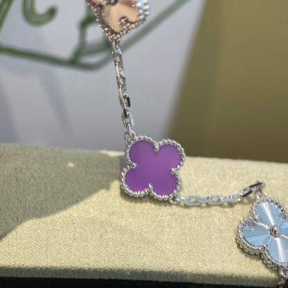 [Windsor Jewelry]CLOVER  5 MOTIFS  PURPLE VIOLET BRACELET SILVER