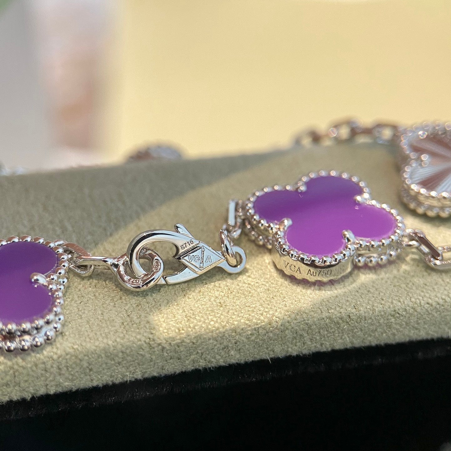 [Windsor Jewelry]CLOVER  5 MOTIFS  PURPLE VIOLET BRACELET SILVER