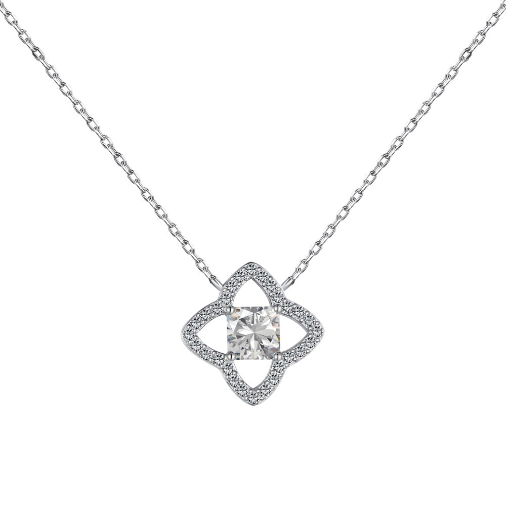 [Windsor Jewelry]Exquisite Flower Shape Princess Cut Necklace