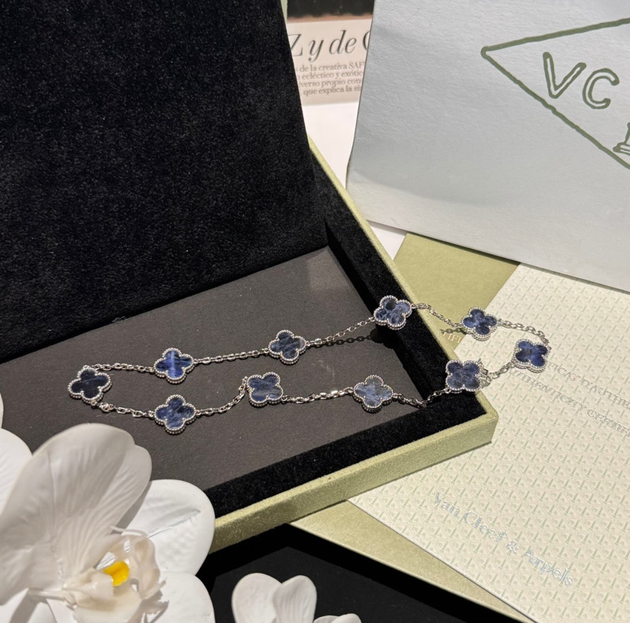 [Windsor Jewelry]CLOVER 10 MOTIFS BIDE STONE NECKLACE