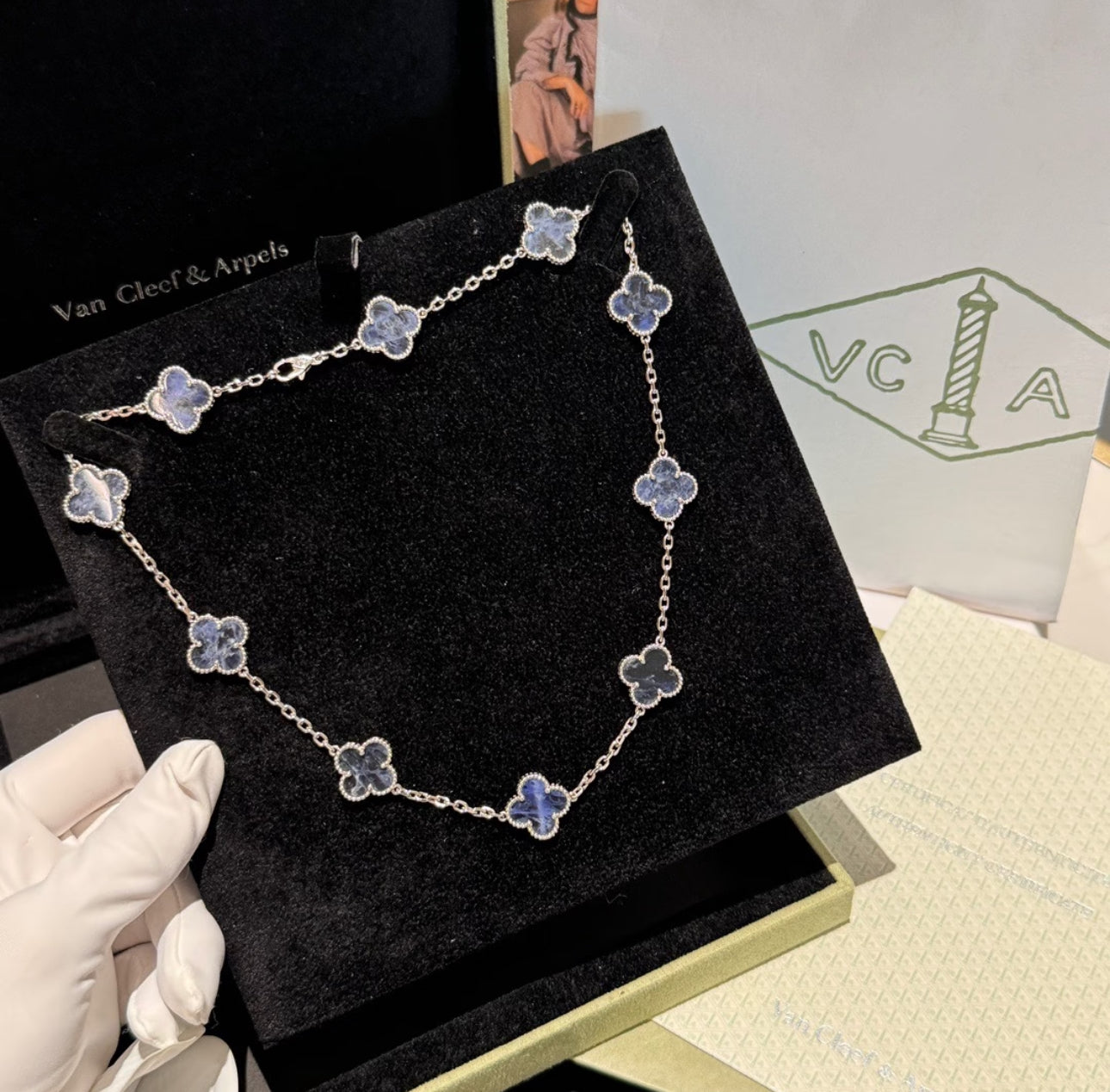 [Windsor Jewelry]CLOVER 10 MOTIFS BIDE STONE NECKLACE