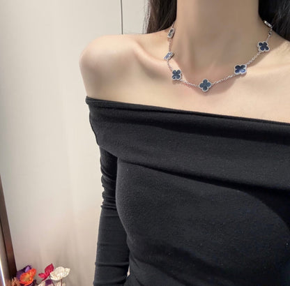 [Windsor Jewelry]CLOVER 10 MOTIFS BIDE STONE NECKLACE