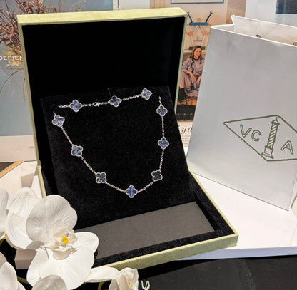 [Windsor Jewelry]CLOVER 10 MOTIFS BIDE STONE NECKLACE