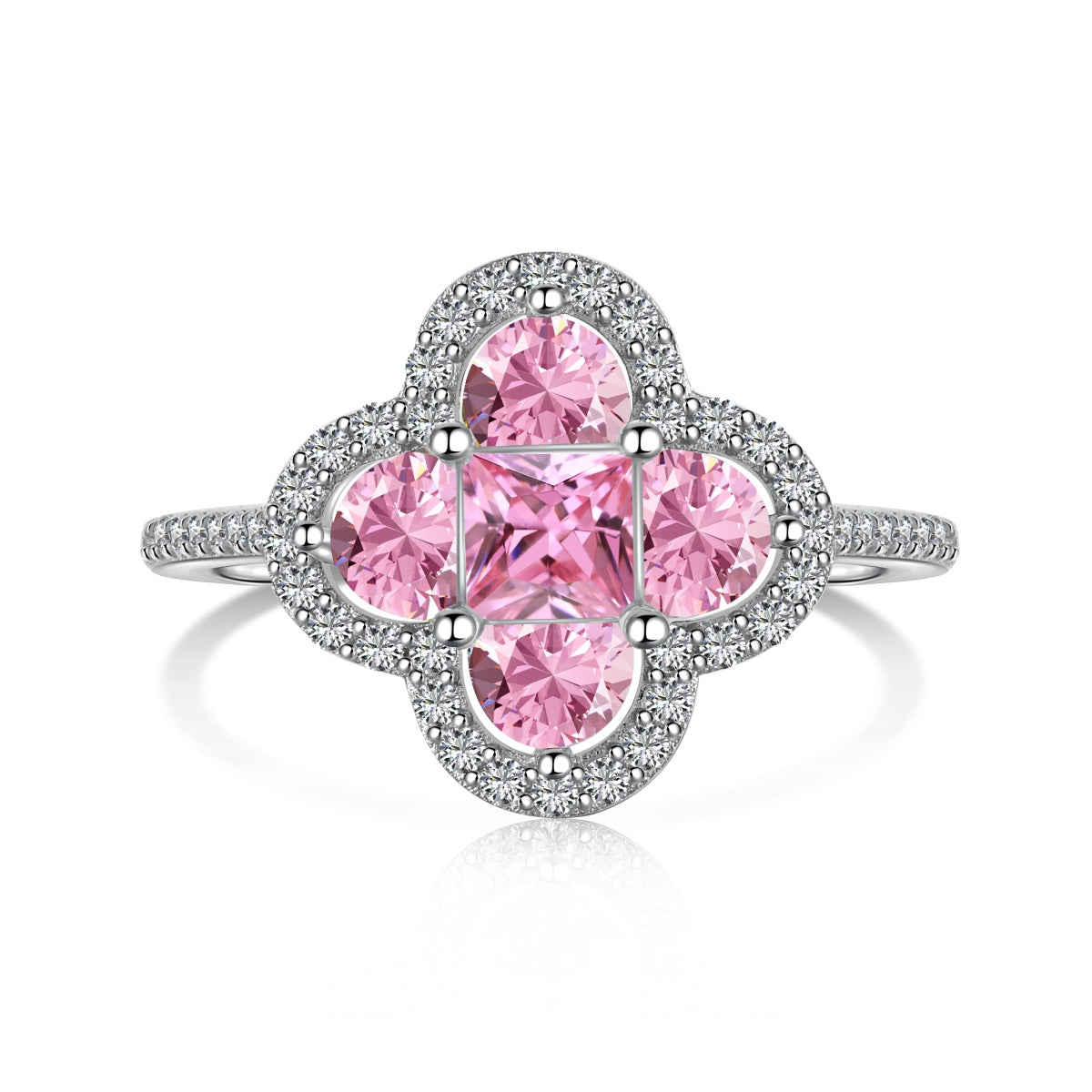 [Windsor Jewelry]Luxurious Eternity Flower Shape Banquet Ring