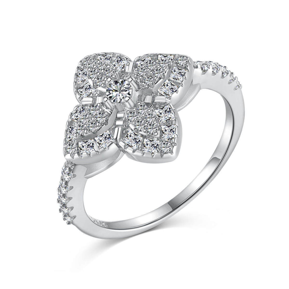 [Windsor Jewelry]Luxurious Colorful Flower Shape Banquet Ring