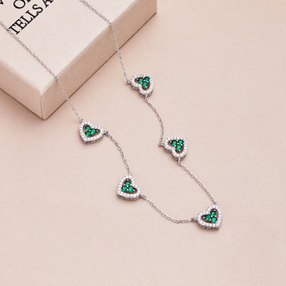 [Windsor Jewelry]Sparkling Five Heart Necklace