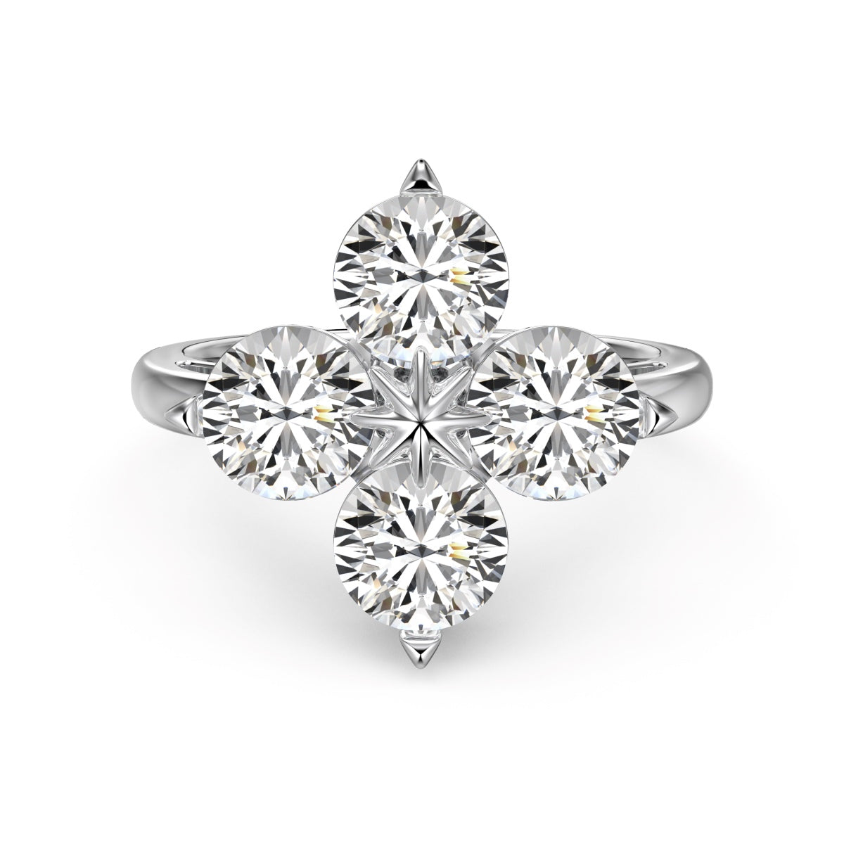 [Windsor Jewelry]Four-Leaf Clover Eight-Pointed Star Ring