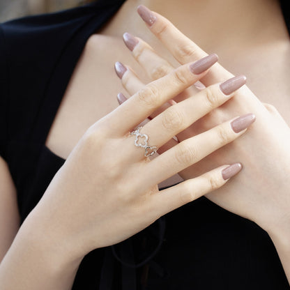 [Windsor Jewelry]Hollow Design Four-Leaf Clover Flower Shape Ring