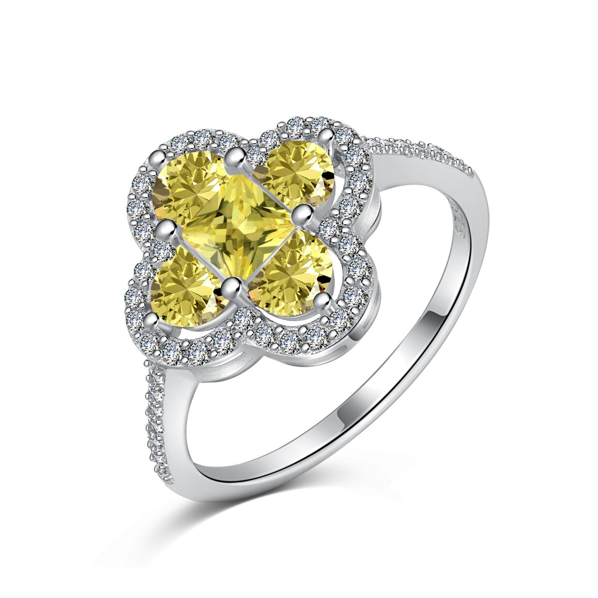 [Windsor Jewelry]Luxurious Eternity Flower Shape Banquet Ring