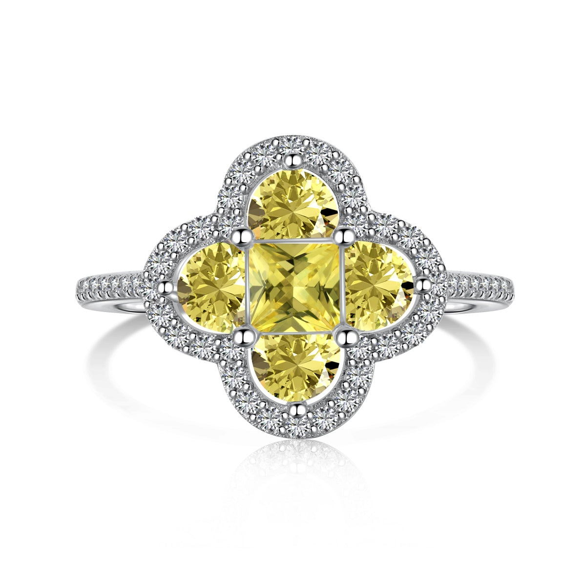 [Windsor Jewelry]Luxurious Eternity Flower Shape Banquet Ring