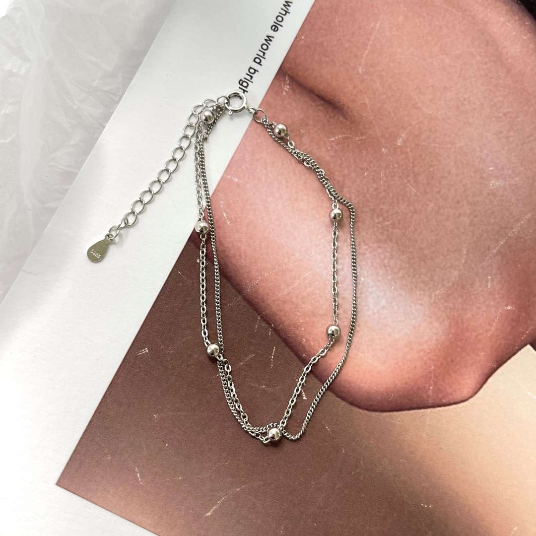[Windsor Jewelry]Delicate Bead Double Layer Bracelet