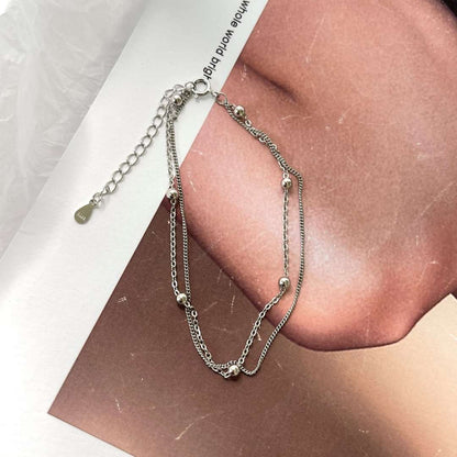 [Windsor Jewelry]Delicate Bead Double Layer Bracelet