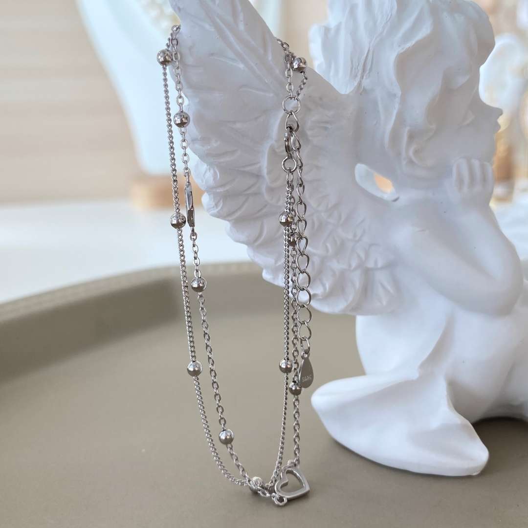 [Windsor Jewelry]Dainty Double Layer Love Heart Bracelet