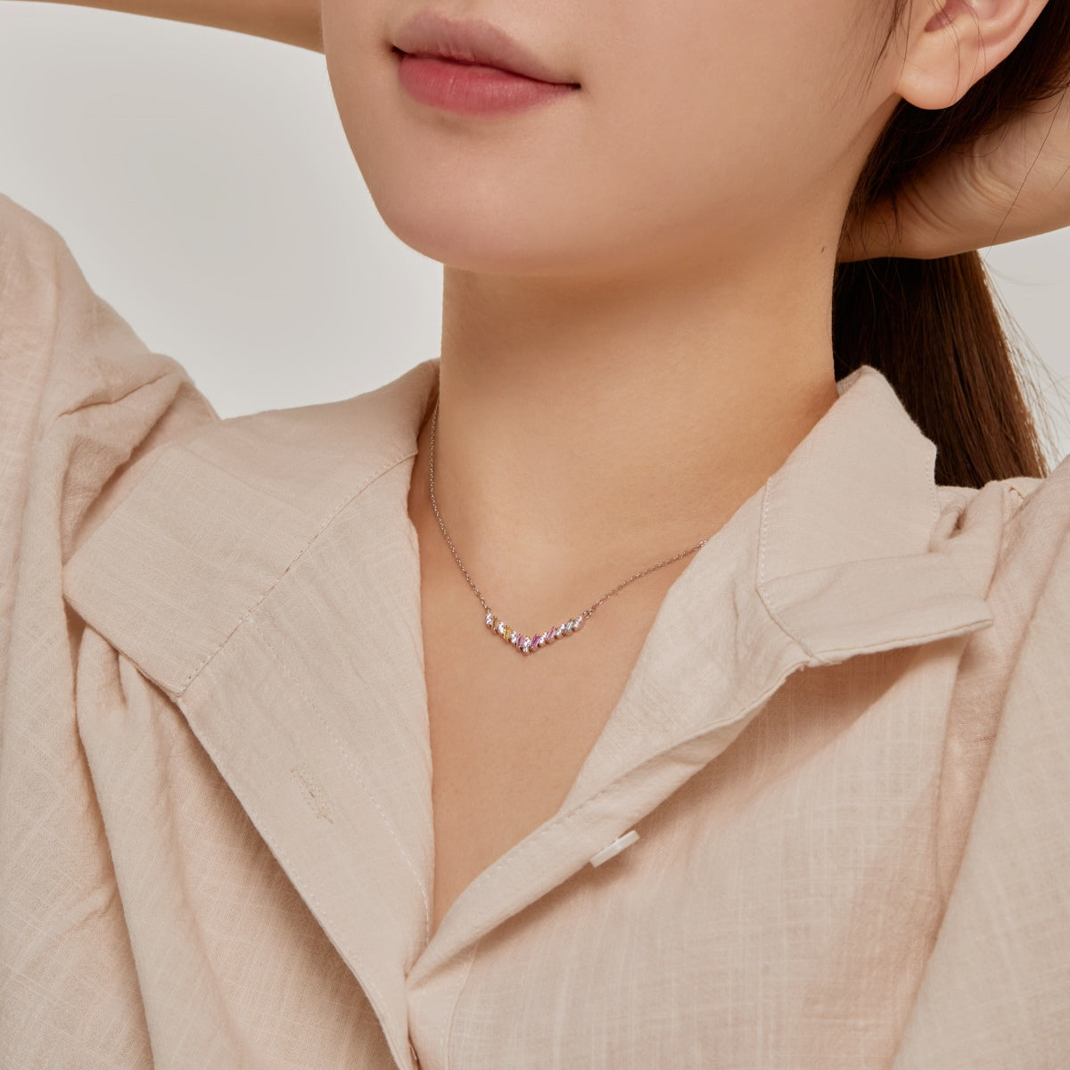 [Windsor Jewelry]Dazzling Rainbow Necklace