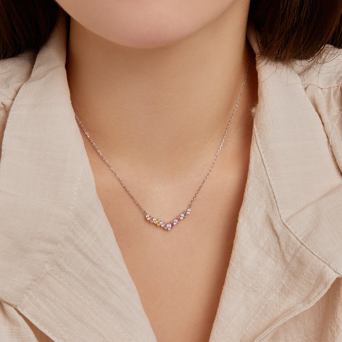 [Windsor Jewelry]Dazzling Rainbow Necklace