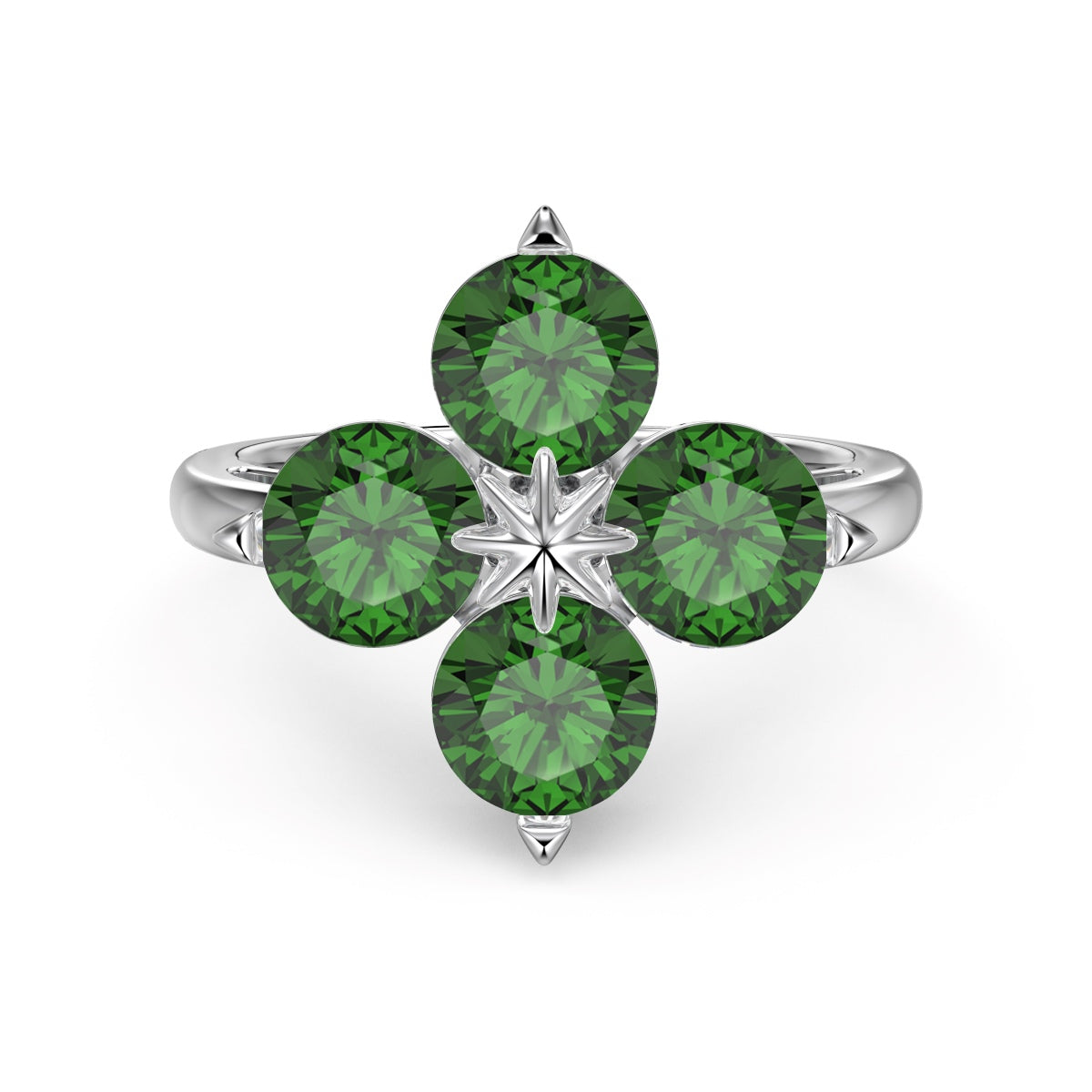 [Windsor Jewelry]Four-Leaf Clover Eight-Pointed Star Ring