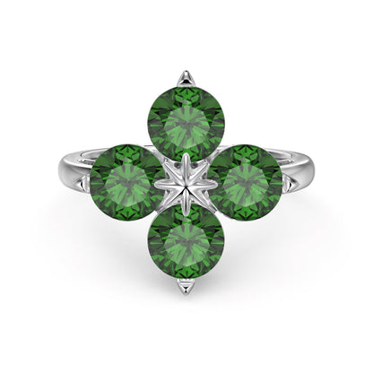 [Windsor Jewelry]Four-Leaf Clover Eight-Pointed Star Ring