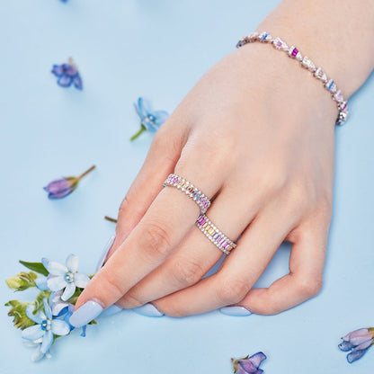 [Windsor Jewelry]Dainty Kaleidoscopic Emerald Cut Daily Ring
