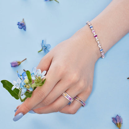 [Windsor Jewelry]Dainty Kaleidoscopic Emerald Cut Daily Ring