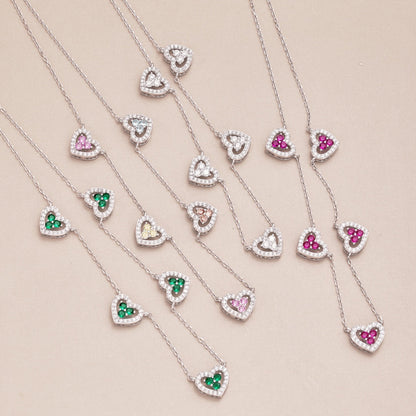 [Windsor Jewelry]Sparkling Five Heart Necklace