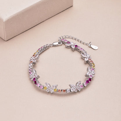 [Windsor Jewelry]Ornate Colorful Butterfly Shape Round Cut Daily Bracelet
