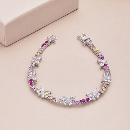 [Windsor Jewelry]Ornate Colorful Butterfly Shape Round Cut Daily Bracelet