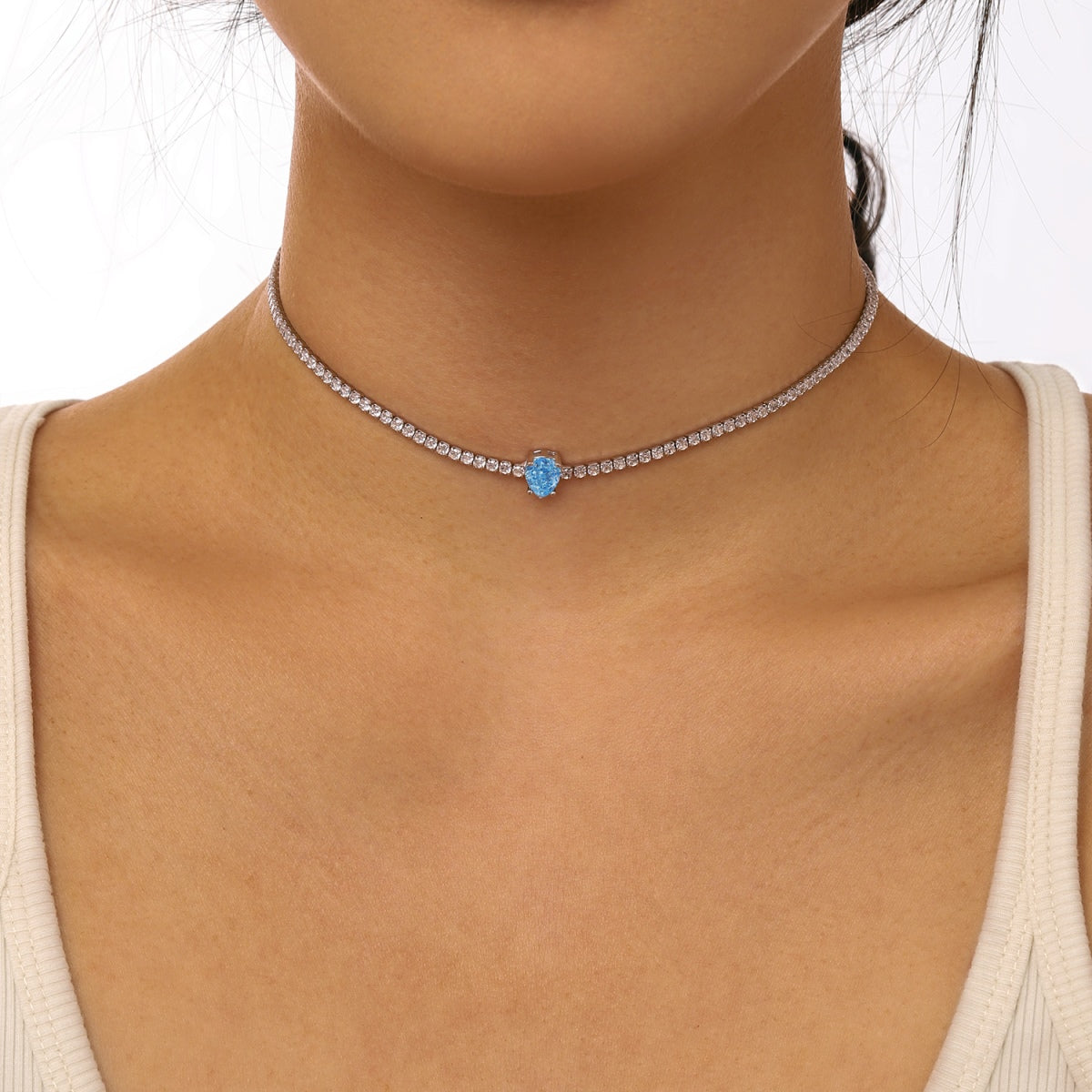 [Windsor Jewelry]1.0 carat Unique Pear Cut Tennis Necklace