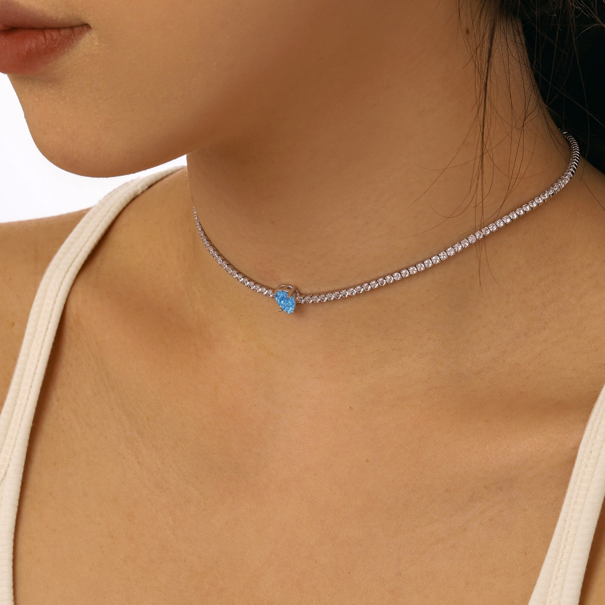 [Windsor Jewelry]1.0 carat Unique Pear Cut Tennis Necklace