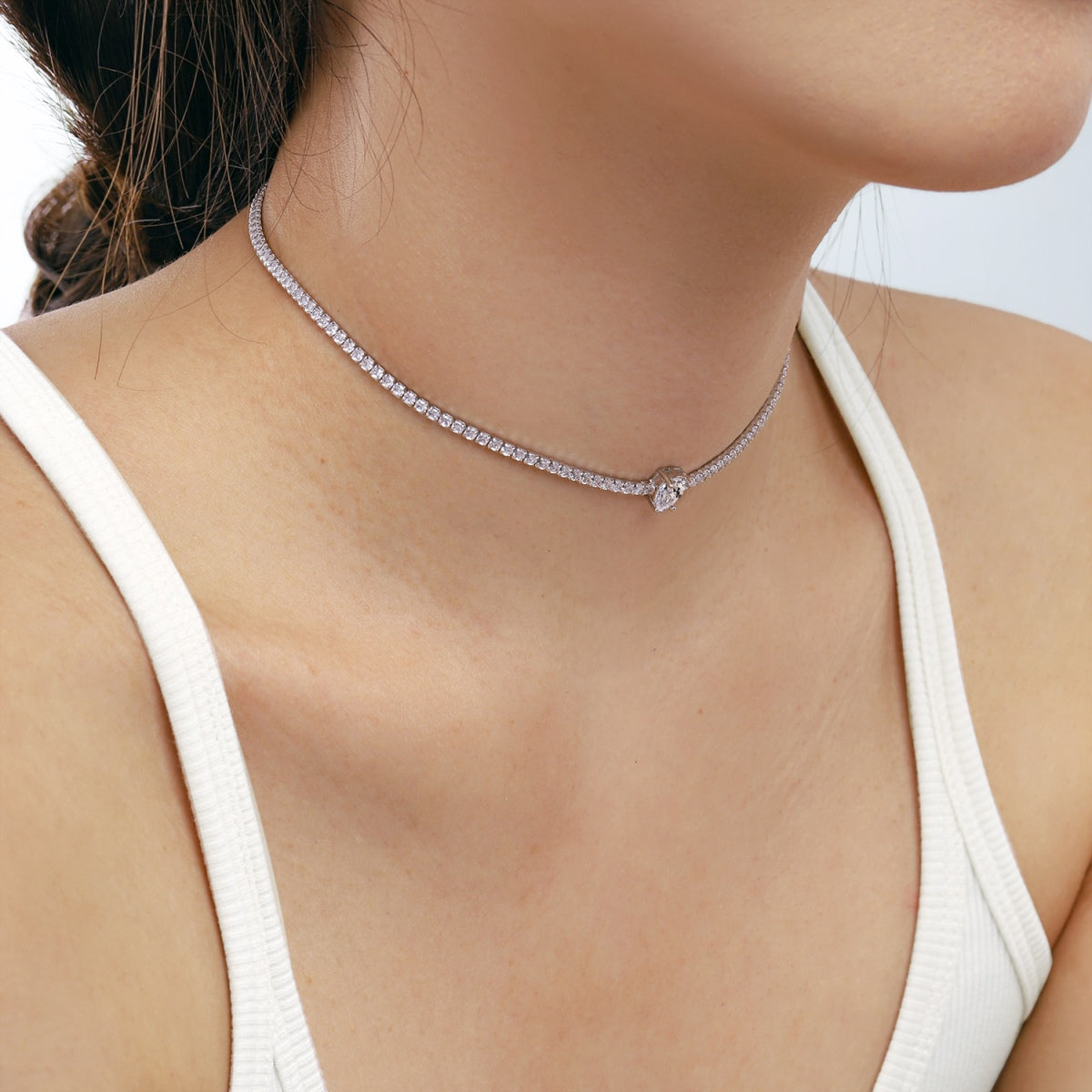 [Windsor Jewelry]1.0 carat Unique Pear Cut Tennis Necklace