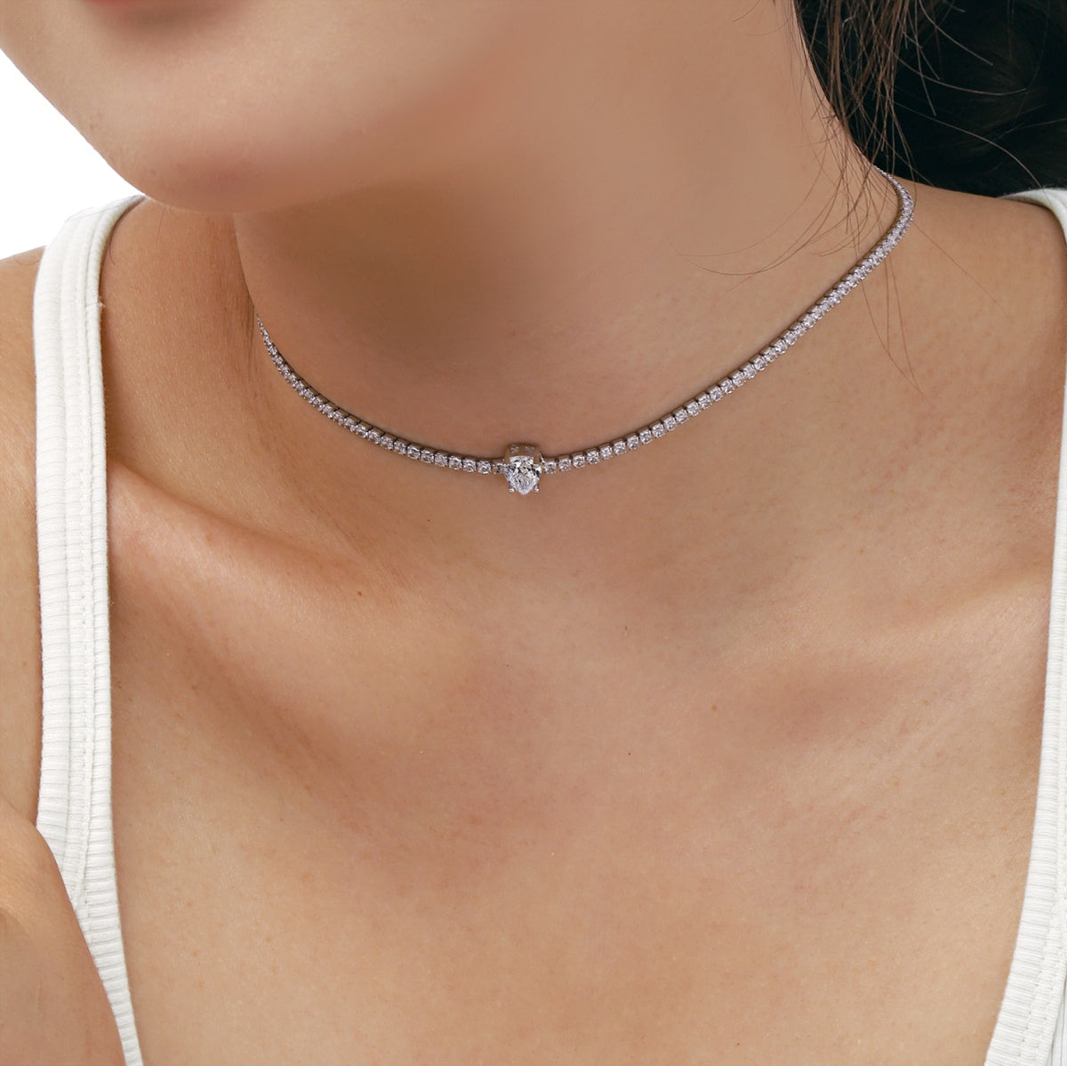 [Windsor Jewelry]1.0 carat Unique Pear Cut Tennis Necklace