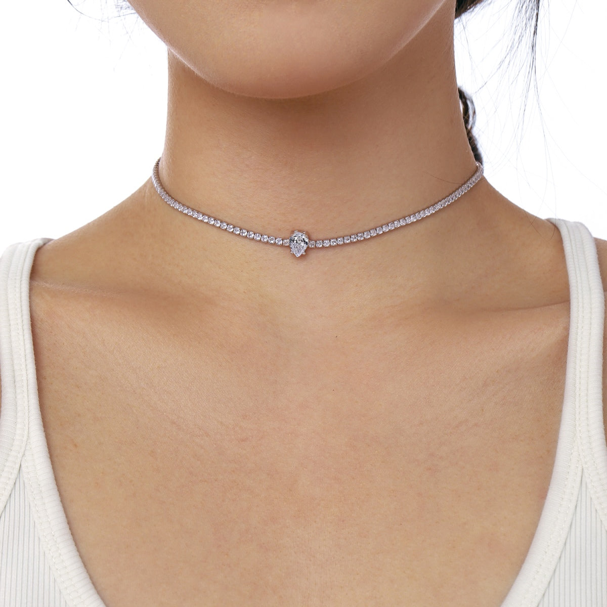 [Windsor Jewelry]1.0 carat Unique Pear Cut Tennis Necklace