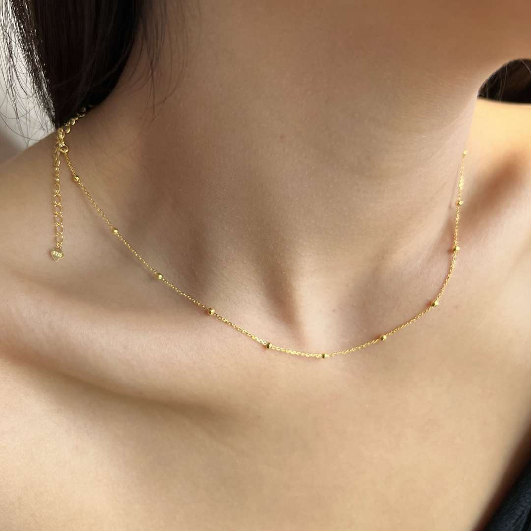 [Windsor Jewelry]Small Bead Clavicle Chain Simple Necklace