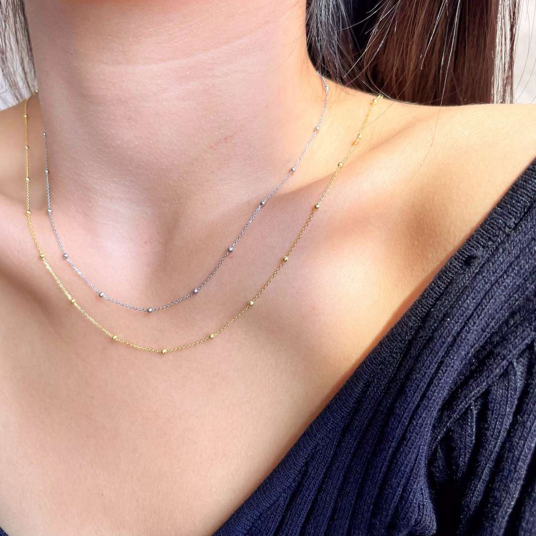 [Windsor Jewelry]Small Bead Clavicle Chain Simple Necklace