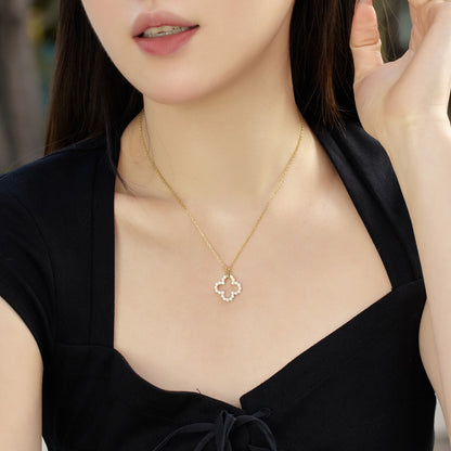[Windsor Jewelry]Four-Leaf Clover Hollow Design Exquisite Necklace